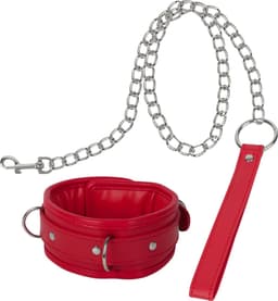 Banoch - Collar & leash Red - Halsband en Riem - Rood met zilver - bdsm — thumbnail 7
