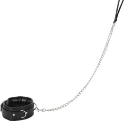Banoch | Collar & Leash Silver | Zwarte Halsband met Zilverkleurige Riem | Verstelbare Bondage Halsband | PU Leer | BDSM — thumbnail 6