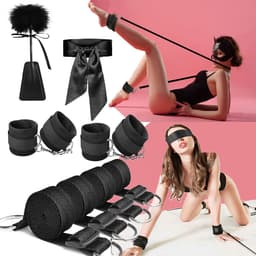 Vitdipy - Bondage Set - Handboeien en Enkelboeien - BDSM - Sex Toys voor Koppels - Verstelbare - Oogmasker - Bed - Vastbinden - Zwart — thumbnail 1