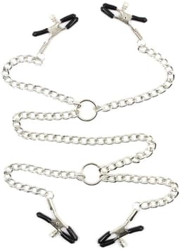 Smart Moves - Tepelklemmmen en Schaamlipklemmen aan Ketting - Verstelbaar - Zilver — thumbnail 1