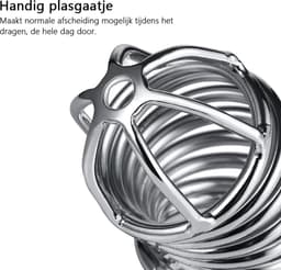 DOWO® - Kuisheidskooi - Metaal - Peniskooi - Kuisheidskooi voor Mannen - Chastity cage - Staal - met Premium Messing Slot - One Size — thumbnail 8