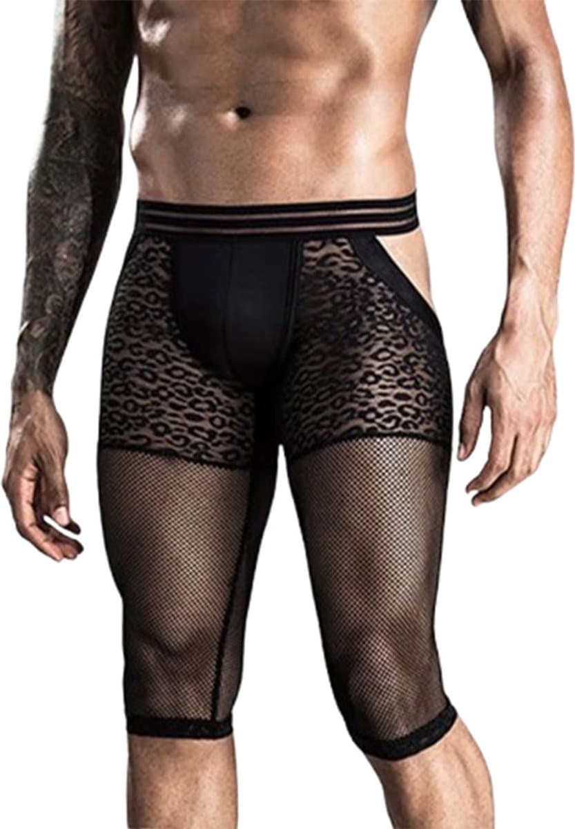 Erotische Ondergoed Heren panty - Doorzichtige open bil - boxershort - Zwart — afbeelding 1