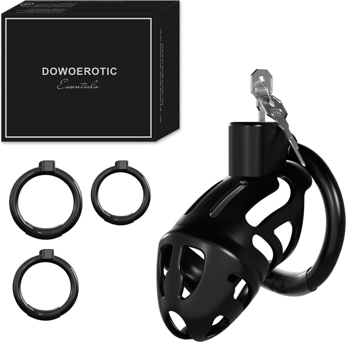 DOWO® - Kuisheidskooi - Peniskooi - Kuisheidskooi voor Mannen - Chastity cage - ABS - Zwart - 3 Maten — afbeelding 1