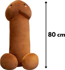 JustValue Penis Knuffel - 80 cm - Erotiek - Bodypillow - Piemel - Zacht - Kussen - Sex Toy - Beige - Bruin — thumbnail 3