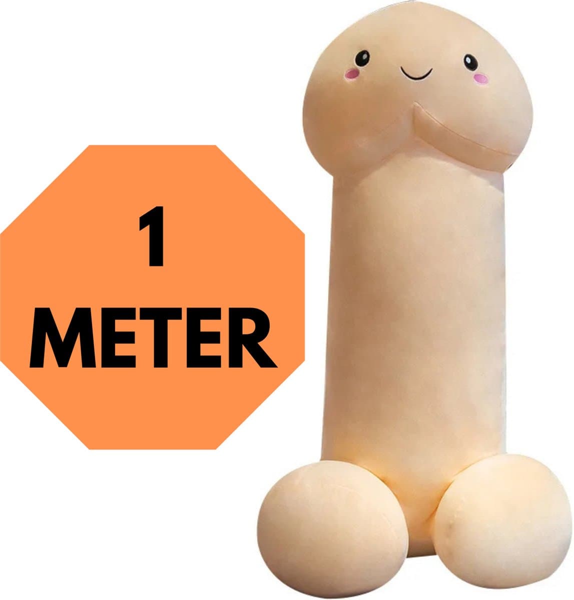 JustValue Penis Knuffel - 100 cm - Erotiek - Bodypillow - Piemel - Zacht - Kussen - Sex Toy - Beige - Vanille - Wit - Blank — afbeelding 1