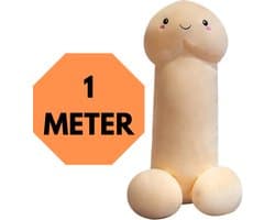 JustValue Penis Knuffel - 100 cm - Erotiek - Bodypillow - Piemel - Zacht - Kussen - Sex Toy - Beige - Vanille - Wit - Blank