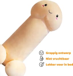 Super zachte XXL Penis knuffel - Piemel kussen - XL formaat (1 meter) - Crème Wit — thumbnail 4