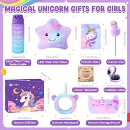Magische Eenhoorn Cadeauset voor Meisjes van 4 tot 10 Jaar – Drinkflessen, Knuffelkussens en Meer – Perfect voor Verjaardag, Kerst en Speciale Gelegenheden — thumbnail 6