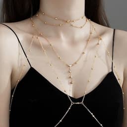 Daity 1 stuk Sexy Vrouwenketting - Meerlaagse Goud - Buikketting - Tailleketting - Kruis bikini bh-ketting - Summer Beach Strassteen Liederlijke Sieraden (Goud) — thumbnail 3
