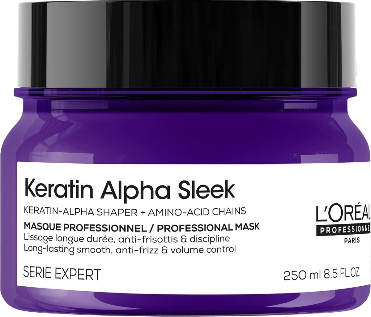 L'Oréal Professionnel Keratin Alpha Sleek Masque - Hydratation et brillance - Contrôle longue durée des frisottis et du volume - 250 ml — afbeelding 1