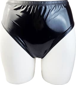 BamBella® Erotische slip- Maat L/XL - Wetlook korte broek Dames - Zwart Datex mix latex en stof ondergoed Sexy BDSM kleding — thumbnail 1