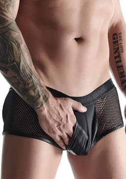 Wetlook en mesh Men's shorts - Black — thumbnail 1