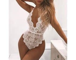Go Go Gadget - Bodystocking - Sexy Lingerie - Bodysuit - Sexy Body - Wit - Lace - Kant - Lingerie