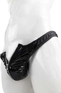 BamBella® - String Man - Maat L/XL - sexy Lingerie Heren -Open voorkant rits - Zwart mannen string — thumbnail 1