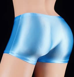 Kinky heren ondergoed Blue Cava - Fetisj penis slurf short - Strakke erotische boxershort - Glanzend babyblauw nylon - Olifanten neus - BDSM — thumbnail 3