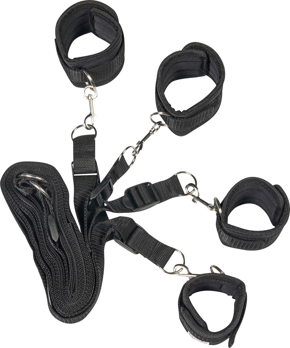 Banoch | Bondageset voor onder bed | stevige zachte neopreen boeien | makkelijk verstelbaar | zwart — afbeelding 1