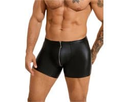 PleazureX leren boxer met rits kruis - Sexy - Heren ondegoed - onweerstaanbaar - heren lingerie - Maat XL