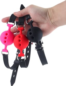Banoch - ball gag siliconen medium - zwart Ø 4,5 cm met luchtgaten — thumbnail 8