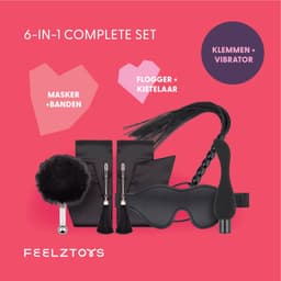 BDSM - Starter Set - Vibrator - Bondage - Oogmasker - Bondagebanden - Flogger - Tepelklemmen - Kietelaar - Meerdere kleuren - FeelzToys - Bondage Bliss — thumbnail 7