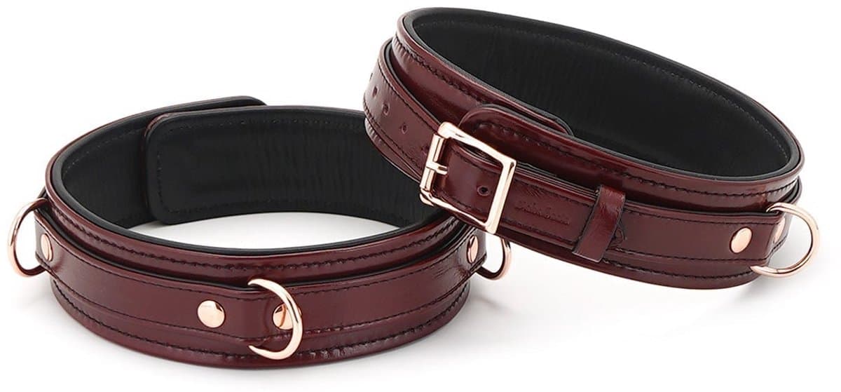 Liebe Seele - Wine Red - Leren Dijboeien Met Rosé Gouden hardware (2 maten beschikbaar) - exclusief En Luxe S/M — afbeelding 1