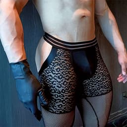 Erotische Ondergoed Heren panty - Doorzichtige open bil - boxershort - Zwart — thumbnail 4
