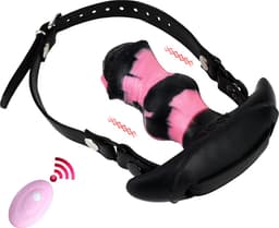 Vibrerende mond gag - Set van 3 - Knevel - 10 vibratiestanden - Paard dildo - Remote — thumbnail 2
