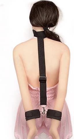 Bondageset- SM Mondbal met handboeien- Gagball-Bondagekit- seksspeeltjes- Gag ball met aaneengesloten halsband en handboeien voor onderdanigheid- zwart - BellaSupplies — thumbnail 2