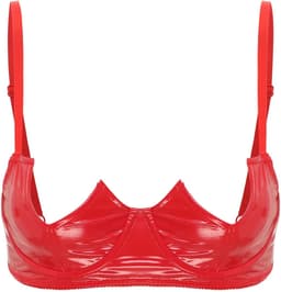 Uitdagende half open latex wetlook BH - Erotische Beha - Push up - Sexy lingerie - Halve borst zichtbaar — thumbnail 5