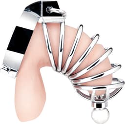 Blueline - Urethral Play Cage Kuisheidskooi - Zilverkleurig — thumbnail 4