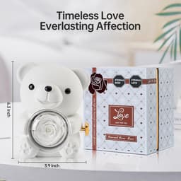 Romantische teddybeer met geconserveerde roos en hartvormige halsketting - Perfect cadeau voor Valentijnsdag, Moederdag en bruiloften — thumbnail 5
