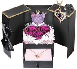 Eeuwige rozenblaadjes met teddybeer - Perfect cadeau voor vrouwen en vriendinnen — thumbnail 1
