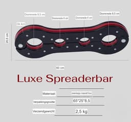 BUM BLING® Luxe BDSM Spreaderbar - Spreidstang voor Polsen en Enkels - Fixatie Bar - Rood Zwart — thumbnail 4