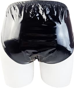 BamBella® Erotische slip- Maat L/XL - Wetlook korte broek Dames - Zwart Datex mix latex en stof ondergoed Sexy BDSM kleding — thumbnail 2