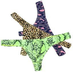 LekkerStout Heren Strings 3-Pack - Luipaard, Camouflage & Neon Snake Print - Sexy Herenondergoed | XL | ( LS103 ) — thumbnail 1