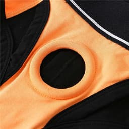 Oranje strakke heren slip met penis gat - BDSM ondergoed mannen - Korte string - Rollenspel - Erotiek - Zeer goede dikke kwaliteit polyester — thumbnail 6