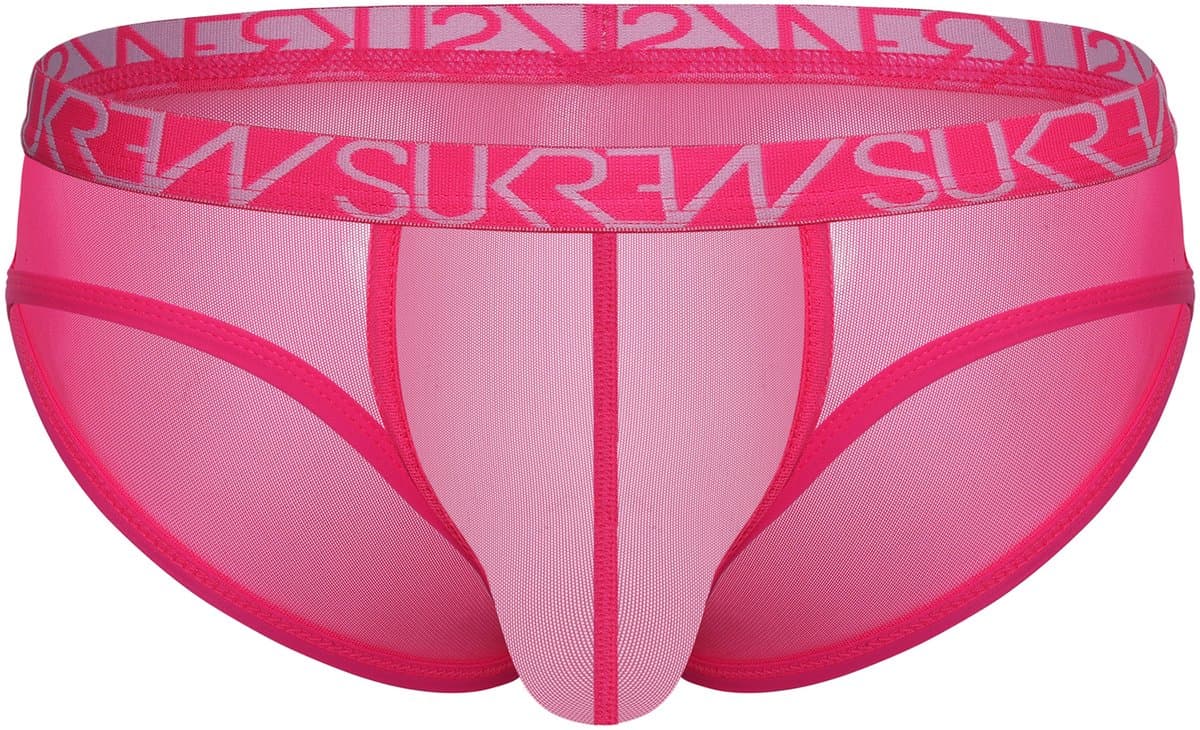 SUKREW Sheer Low-rise Brief Elect Pink - MAAT L - Erotisch Heren Ondergoed - Slip voor Man - Sexy mannen Slip — afbeelding 1