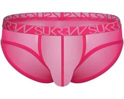 SUKREW Sheer Low-rise Brief Elect Pink - MAAT L - Erotisch Heren Ondergoed - Slip voor Man - Sexy mannen Slip