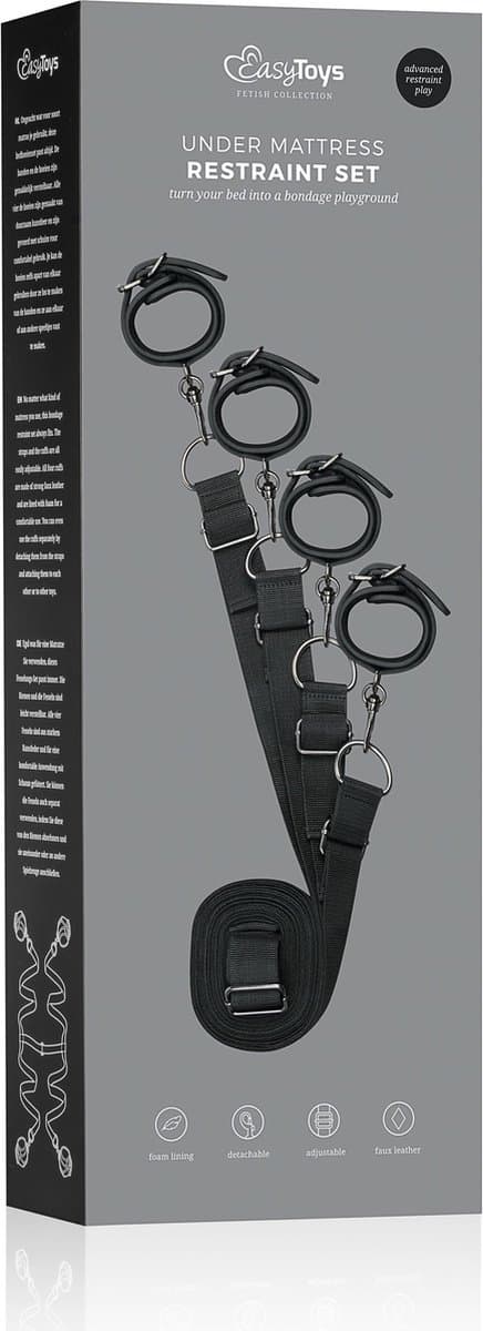 EasyToys - Under Mattress Restraint Set - Duurzaam - Kunstleer - Bondage Set - BDSM Set - Bondage - Sex Toys voor Vrouwen en Mannen - Zwart — afbeelding 1