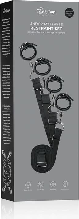 EasyToys - Under Mattress Restraint Set - Duurzaam - Kunstleer - Bondage Set - BDSM Set - Bondage - Sex Toys voor Vrouwen en Mannen - Zwart — thumbnail 1
