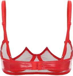 Uitdagende half open latex wetlook BH - Erotische Beha - Push up - Sexy lingerie - Halve borst zichtbaar — thumbnail 4