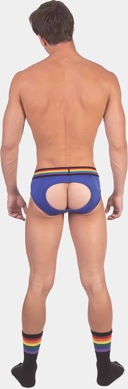 Barcode Berlin Backless Brief Pride Royal - MAAT L - Erotisch Heren Ondergoed - Slip voor Man - Sexy mannen Slip — thumbnail 2