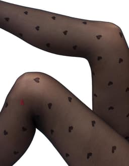 Giulia - Intimo Fashion licht glanzende 20den Panty met hartjes en open kruis - Zwart - M — thumbnail 13