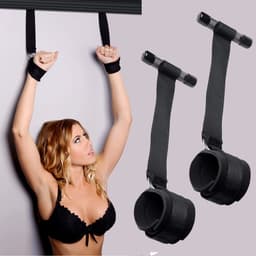 Verstelbare BDSM Deurboeien - Door Restraint Set - Handboeien en Enkelboeien - Over the Door Wrist Cuffs - Deur Hanger Boeien - 4 verstelbare bevestigingen, 2 handboeien en 2 enkelboeien + Gratis Blinddoek! — thumbnail 1