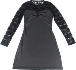 Zeloria PU Leren Jurk met Kant – Zwarte Sexy Bodycon Jurk met Lange Mouwen – Avondjurk / Party Dress Dames – M — thumbnail 3