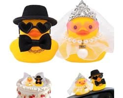 Rubberen Eendjes Bruidspaar - Badeendjes set - Bruiloft decoratie - Leuk cadeau - 5x5x2 cm - Bruid en Bruidegom