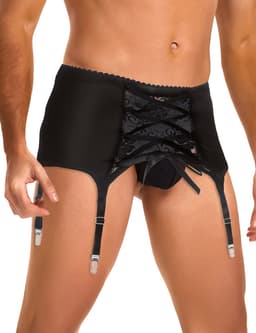 Zeloria Heren Jarretel Boxer Kant – Erotische Lingerie met Bandjes – Zwart – M – Exclusief Kousen — thumbnail 16