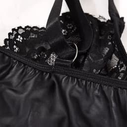 Plus Size – Leatherlook & Kant Sexy Jurkje – Lingerie Erotisch – Lingerie Sexy Setje – Luxe Sensuele Lingerieset – Leren PU Lingerie Jurkje – Wetlook/Latex – Verleidelijk & Mysterieus – Inclusief string – Kinky – BDSM – Maat S, M, L, XL, XXL — thumbnail 6