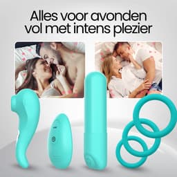 IVY LUX - Valentijn cadeautje voor haar - valentijn cadeautje voor hem - Sex toys voor koppels - Set met 3 artikelen inclusief romantische rozenblaadjes - Waterproof - Turquoise — thumbnail 4
