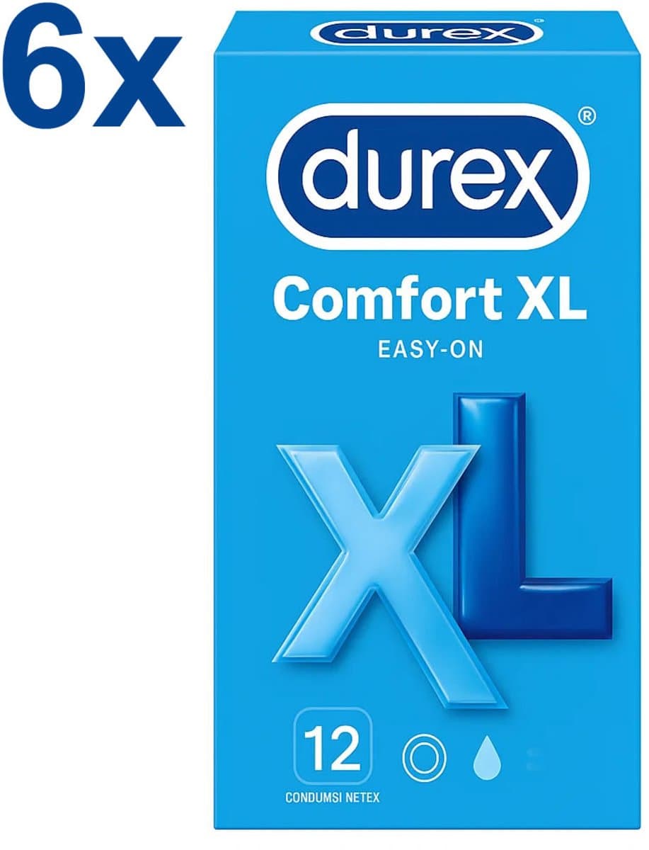 Durex Comfort XL – Extra Grote Condooms – Voordeelverpakking - 72 Stuks – Easy-On Pasvorm voor Comfort – Betrouwbare Bescherming – Transparant & Geurloos — afbeelding 1