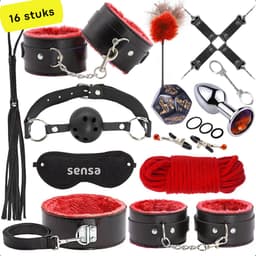 Sensa BDSM set - Bondage set voor koppels - Sexspeeltjes voor koppels - Seksspeeltjes voor mannen - Buttplug set - Zwart / Rood — thumbnail 1